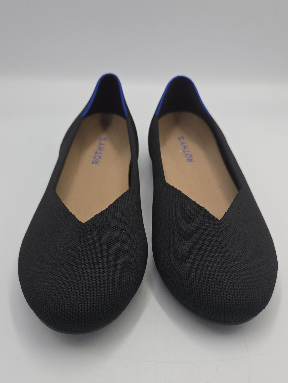 Rothy's Thr Daily Black Knit V‑Cut Slip-On Flats